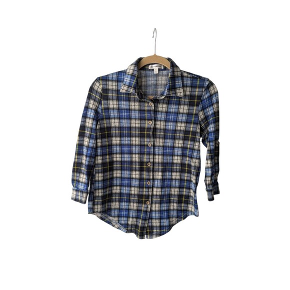 Roomates Blue Plaid Flannel Top Small - Picture 1 of 3